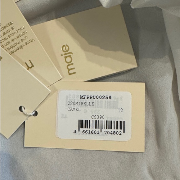 Maje Mirelle Camel Mock Layered Blouse and Wool V-Neck Sweater Pullover Size 2 - Picture 13 of 16